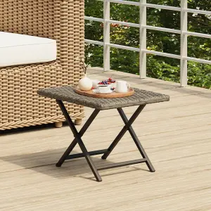 Berkfield Folding Table Grey 45x35x32 cm Poly Rattan