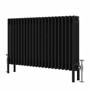 Right Radiators 600x1010 mm Horizontal Traditional 4 Column Cast Iron Style Radiator Black