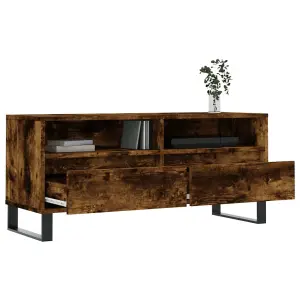 Berkfield TV Cabinet Smoked Oak 100x34.5x44.5 cm Engineered Wood