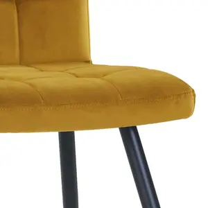 Leann Tufted Velvet Upholstered Back Side Chair (Set of 2) Yellow Velvet