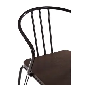 Interiors by Premier Sturdy Black Metal and Elm Wood Arm Chair, Accent Dining Arm Chair, Wooden Chair for Home, Office, Lounge