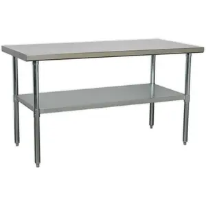 1.5m Stainless Steel Work Bench with Adjustable Shelf for Kitchen and Workshop Use