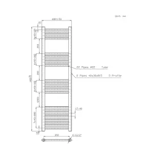 Rinse Modern Bathroom Heated Towel Rail Ladder Radiator 1400x400mm Straight for Bathroom Kitchen Anthracite