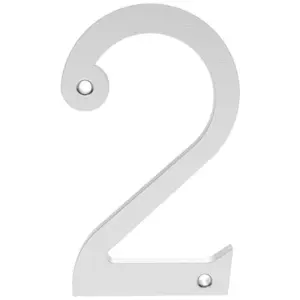 Satin Chrome Door Number 2 - 75mm Height 4mm Depth House Numeral Plaque