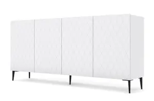 Modern Diune Large TV Cabinet in White Matt and Black Legs 1930mm