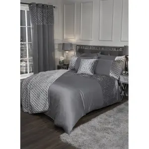 Glamour Microfiber Solid Colour Duvet Cover Set with Pillow Shams Silver / Super King Duvet Cover + 2 Standard Pillowcases