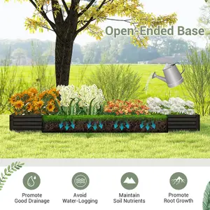 Costway Metal Raised Garden Bed Rectangular Elevated Flower Herbs Planter Box Open Base