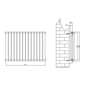 Kensington Grey Double Horizontal Radiator - 600x820mm