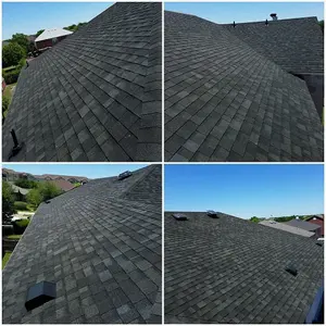 18Pcs Dark Black Tab Asphalt Shingles Bitumen Roof Tiles Covering 2.61sqm