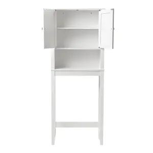 Freestanding Modern White Wooden Over-the-Toilet Bathroom Storage Cabinet H 164cm