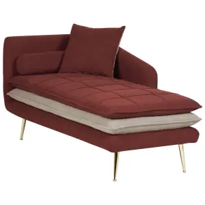 Left Hand Fabric Chaise Lounge Red GONESSE