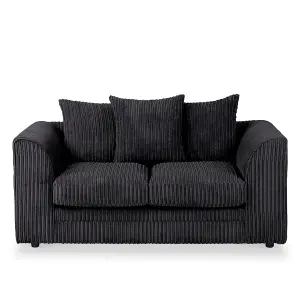 Chicago Jumbo Cord 2 Seater Sofa Black