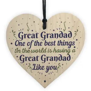 Red Ocean Great Grandad Grandfather Gift Handmade Wooden Heart Plaque Keepsake Gift For Christmas Birthday