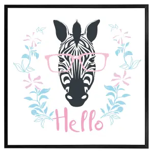 Hello zebra (Picutre Frame) / 20x20" / Brown