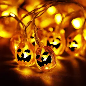 2 sets of 20 Pumpkin LED Indoor Halloween Battery 3M String Lights