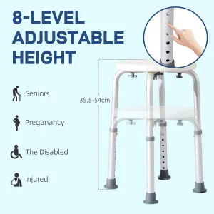 HOMCOM Bath Chair Height Adjustable Shower Seat for Elderly Disabled White