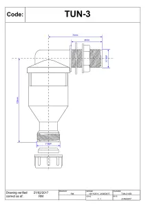 McAlpine TUN-3 One Piece Side Inlet Tun Dish with " Inlet x 19/23mm Universal Outlet