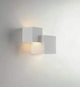 Luminosa RUBIK 2 Light Plaster Wall Light White 19.5x16x11.5cm