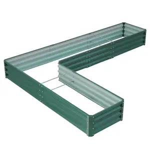 Dark Green Outdoor Metal L Shaped Raised Garden Bed Corner Seed Bed L 207 cm x W 277 cm