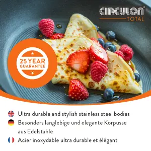 Circulon Total Silver Round Stainless Steel Induction Suitable Non-Stick Casserole Shallow 24cm, 2.8L