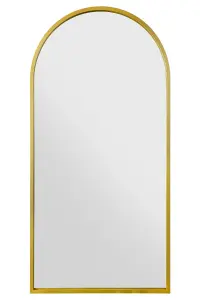 MirrorOutlet Arcus - Gold Framed Arched Leaner / Wall Mirror 63" X 31" (160CM X 80CM)