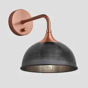 Industville Chelsea Dome Wall Light, 8 Inch, Pewter, Copper Holder