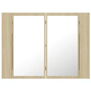 Berkfield LED Bathroom Mirror Cabinet Sonoma Oak 60x12x45 cm