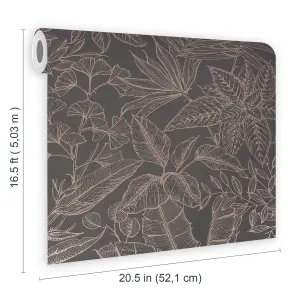 Boutique Paradise Brown Leaves Smooth Wallpaper