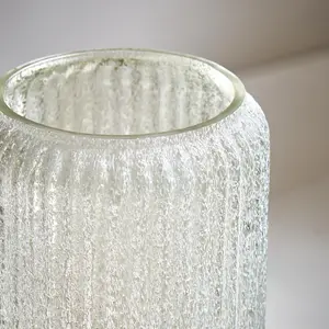 Verre Frosted Ribbed Glass Gold Vase H25.5Cm W14.5Cm