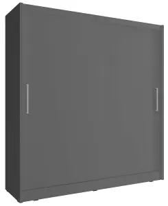 Wiki Contemporary Wardrobe 8 Shelves 1 Hanging Rail 2 Sliding Doors in Grey Matt Finish (H)2140mm (W)2000mm (D)620mm