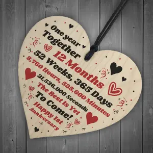 1st Anniversary Gift Husband Wife Wedding One Year Mr Mrs Gift Wood Heart