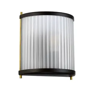 Elstead Corona Flush 1 Light Wall Light, Museum Bronze, Frosted Glass