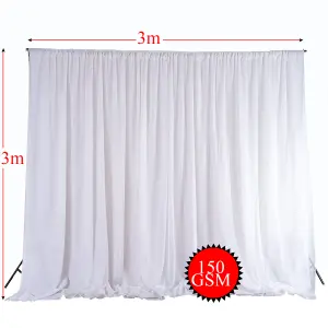 3x3 Metres Ice Silk Backdrop Photography Curtains, White