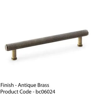 Knurled T Bar Pull Handle - Antique Brass - 160mm Centres Premium Drawer Door