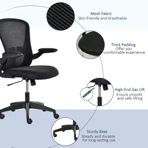 Vinsetto Mesh Home Office Chair Swivel Task Chair w/ Lumbar Support, Arm, Black