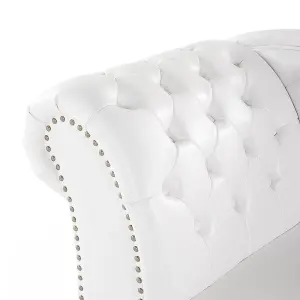 Left Hand Chaise Lounge Faux Leather White NIMES