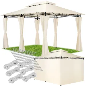 Gazebo Emine - 4 x 3 m, double roof system, 6 side panels, water-repellent - cream