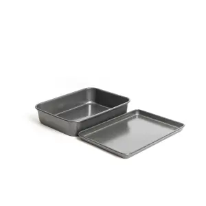 MasterClass Set of Non-Stick Roasting Pan 34x26x7cm, Baking Tray 35x25x2cm