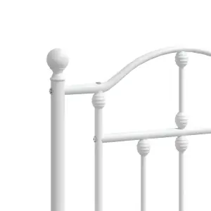 Berkfield Metal Bed Frame with Headboard White 183x213 cm