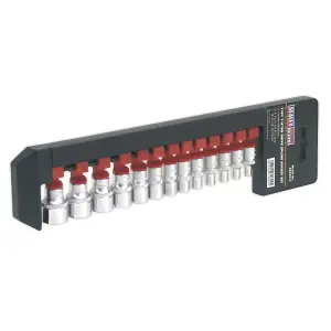 Sealey Socket Set Supplied on Rail 13 Pcs 1/4" Square Drive Total Drive AK69813