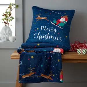 Catherine Lansfield Living Santa's Christmas Wonderland 45x45cm Cushion Navy