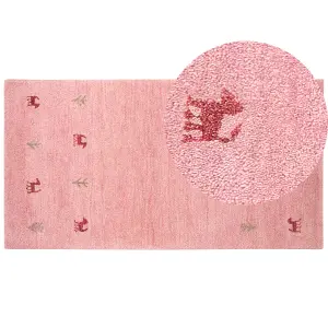 Wool Gabbeh Area Rug 80 x 150 cm Pink YULAFI