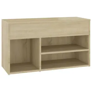 Berkfield Shoe Bench Sonoma Oak 80x30x45 cm Engineered Wood