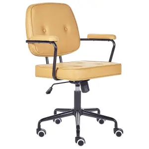 Desk Chair Faux Leather Yellow PAWNEE