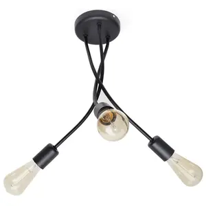 Luminosa Harvard Multi Arm Semi Flush Ceiling Light Black 36cm