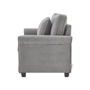 Ramy Corduroy 2 Seater Fold Out Sofa Bed Grey Convertible Sleeper Sofa