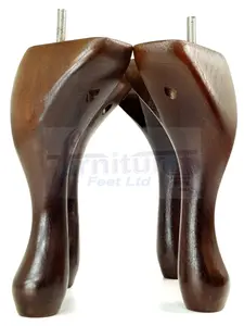 QUEEN ANNE WOODEN LEGS ANTIQUE BROWN 250mm HIGH SET OF 4 REPLACEMENT FURNITURE FEET M8