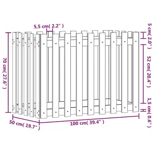 Berkfield Garden Raised Bed with Fence Design Black 100x50x70 cm Solid Wood Pine