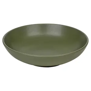 Queensway Home & Dining 26cm Diameter 32 Pcs Green Coloured Stone Ceramic Dinnerware Plates Pasta Bowls Set