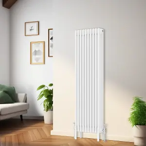 Rinse Bathrooms Traditional Radiator 1500x470mm White Vertical 4 Column Cast Iron Radiators Central Heating Heater Rads